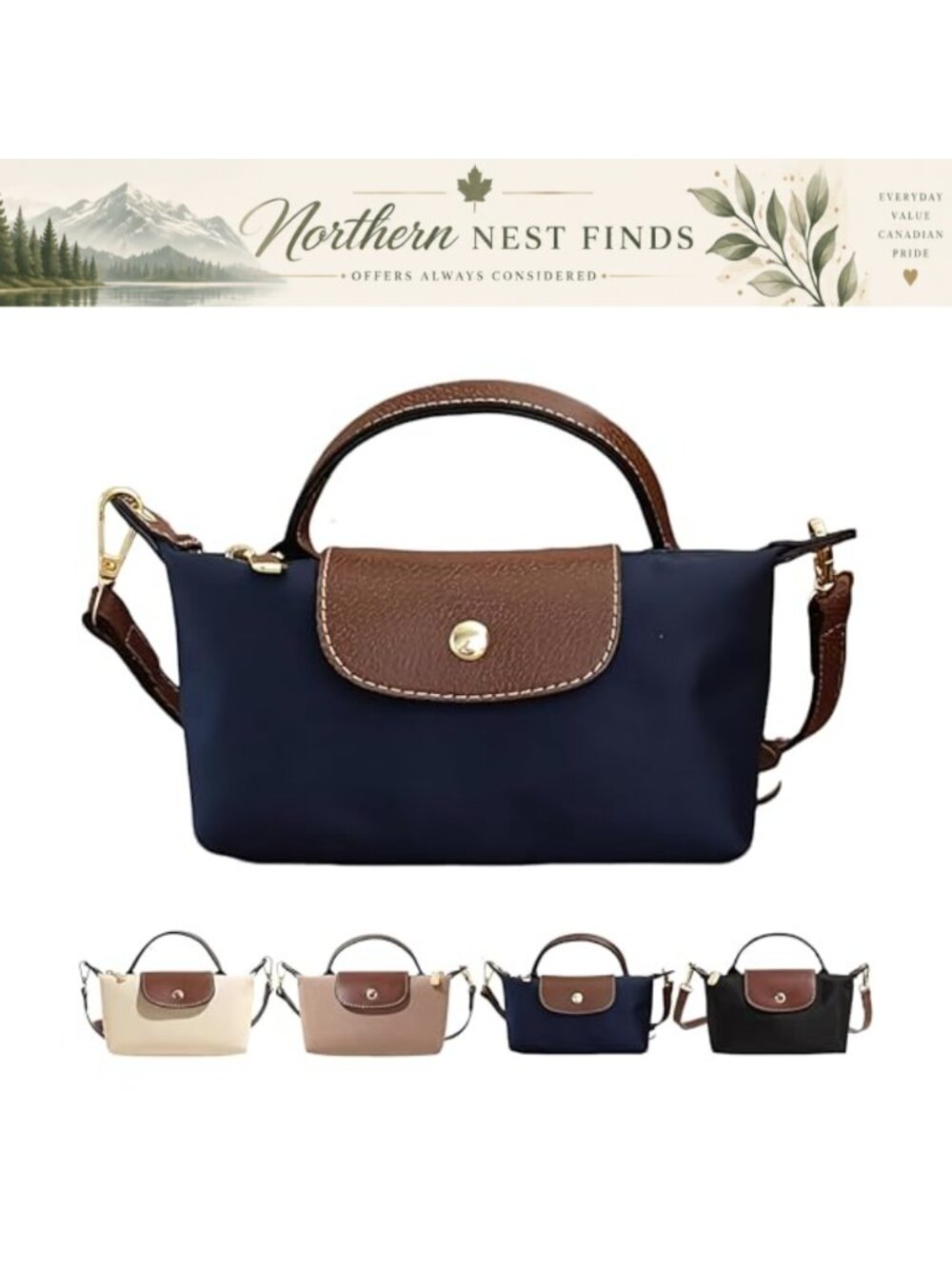 Womens Mini Crossbody Bag Nylon Colorblock Adjustable Strap Purse